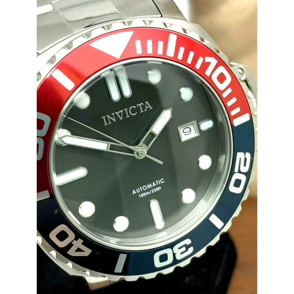 Invicta Men’s Automatic Dive Watch - Red & Blue Bezel, Black Dial